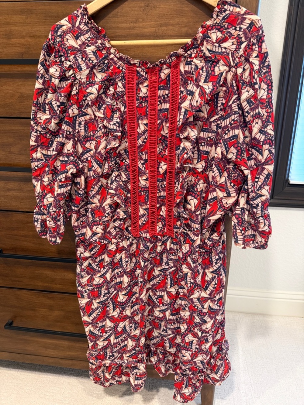 Happy X Nature by Kate Hudson Floral Blouse in Red and Navy XL Oversized RARE